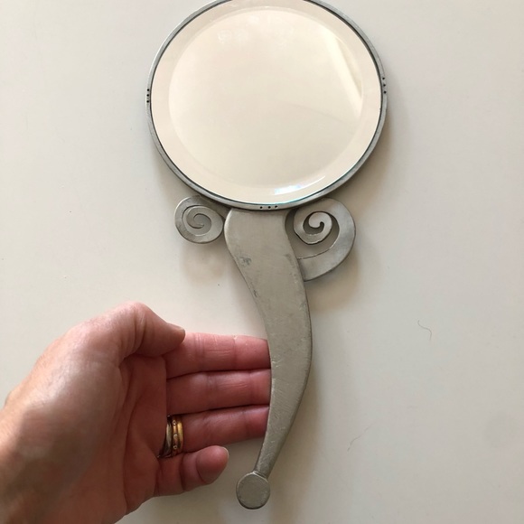 Engraved Pewter Handheld Beveled Mirror - Picture 6 of 6